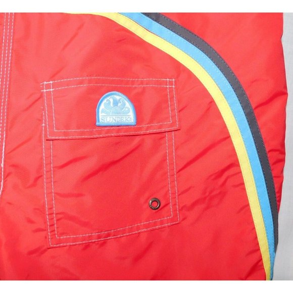 SUNDEK Mens 38 Red Rainbow Bum Swim Shorts Bathing Suit Board Shorts NEW w Tag - Picture 8 of 11